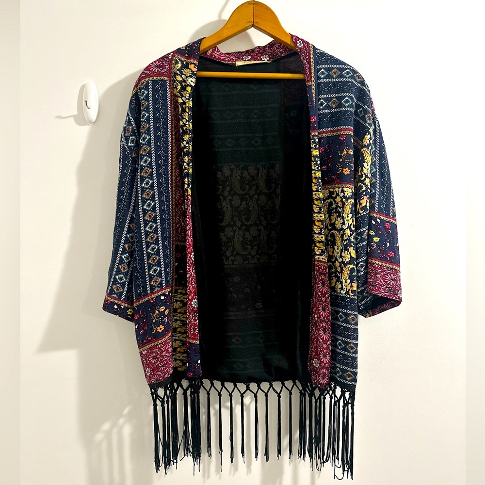 Vintage lined patterned duster / top